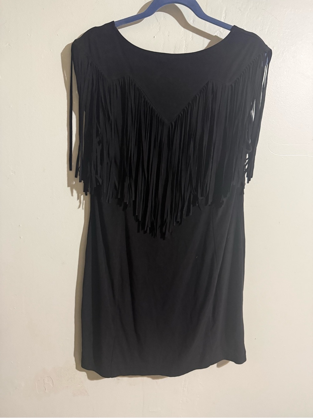 Idyllwind Black Mini Dress with Fringe Shoulders - Picture 2 of 3
